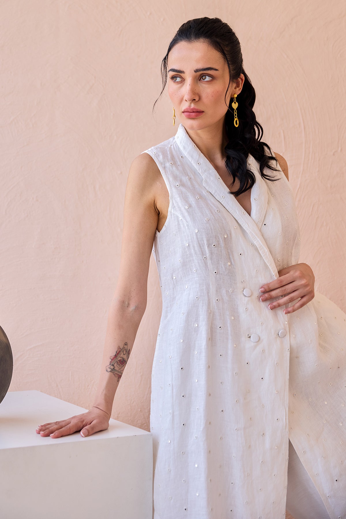 White Mirror Work Co-ord Set