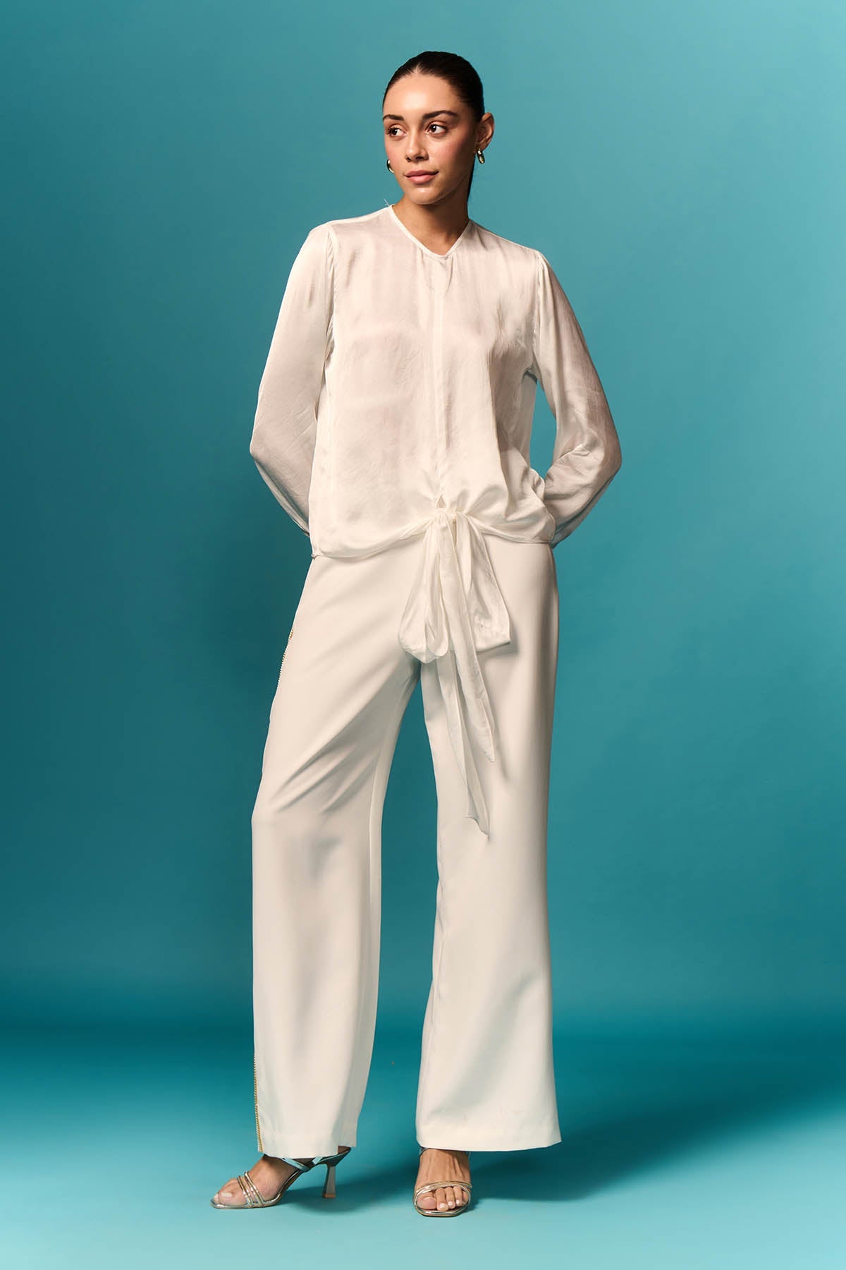 Buy White Modal Knot Top & Pants by Emblaze for women online at ScrollnShops