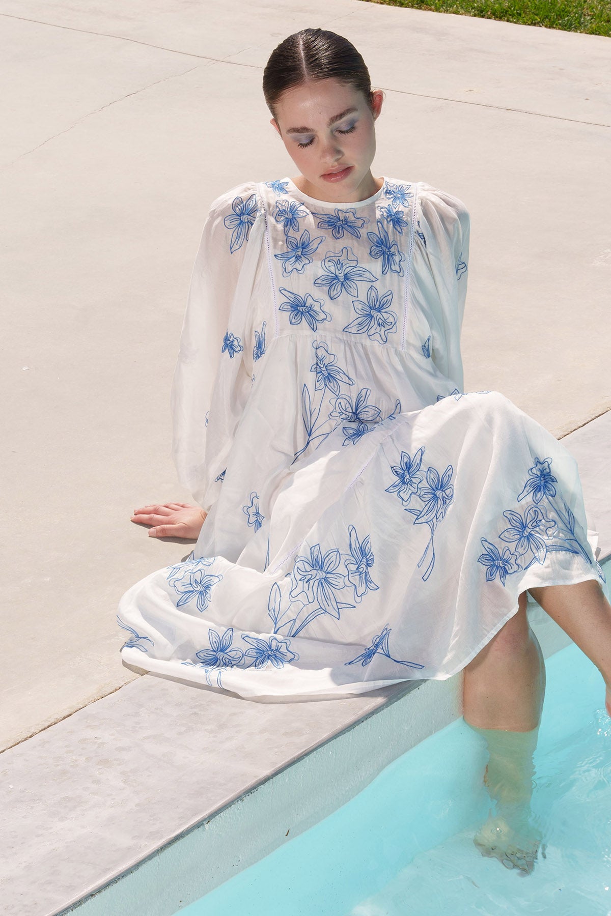 White Mul Embroidered Dress