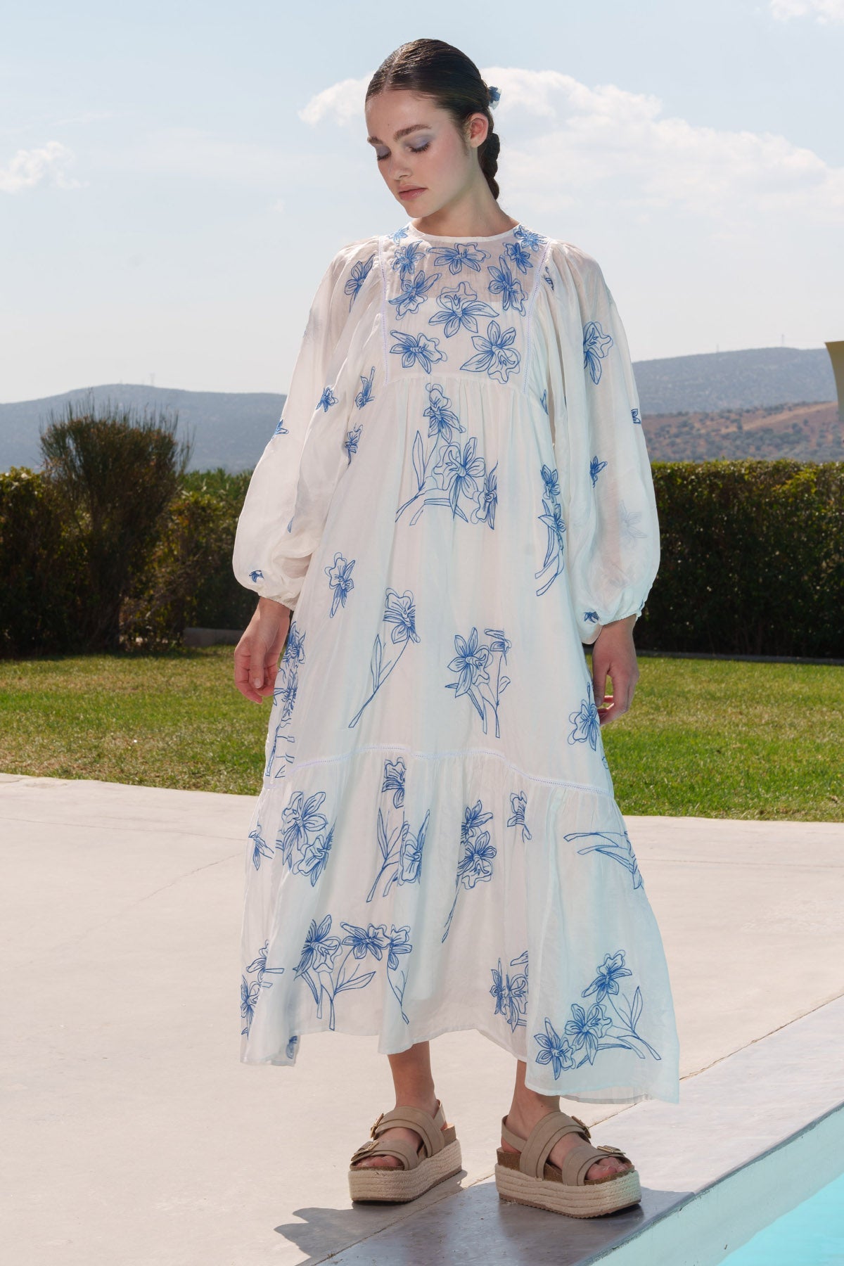 Buy White Mul Embroidered Dress by Shruti Sancheti for women online at ScrollnShops