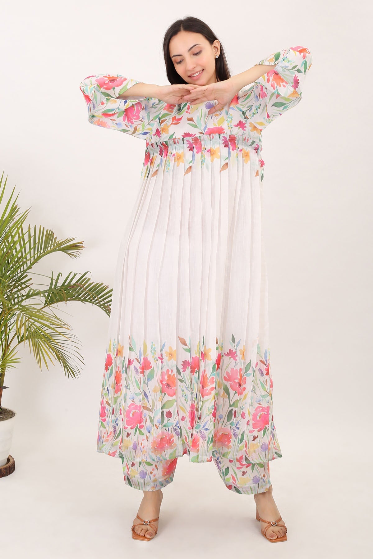 Buy Simply Kitsch Multicolor, White Kurta Set for Women online available at ScrollnShops