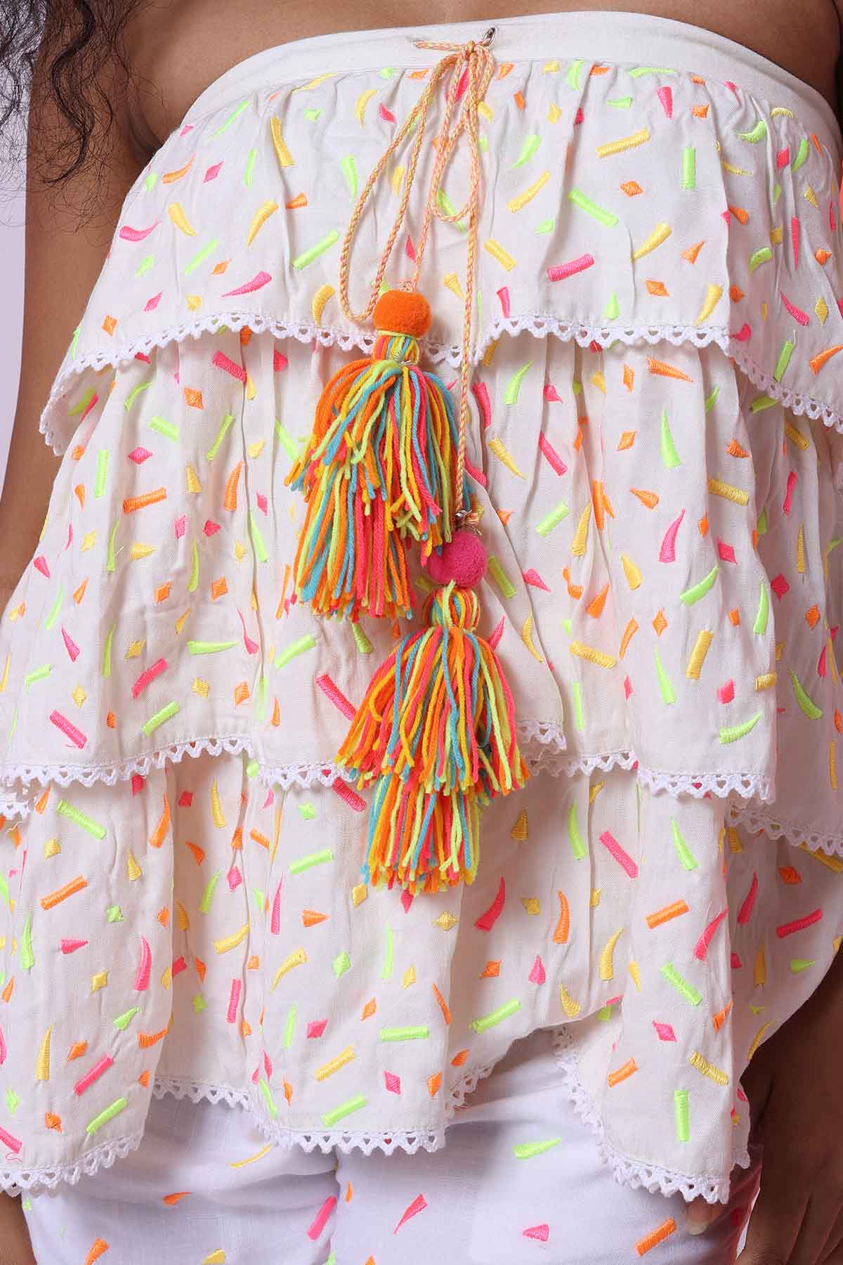 White Off-Shoulder Co-ord Set