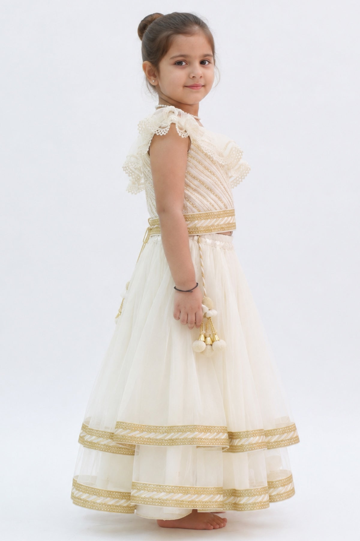 White Off Shoulder Lehenga Set