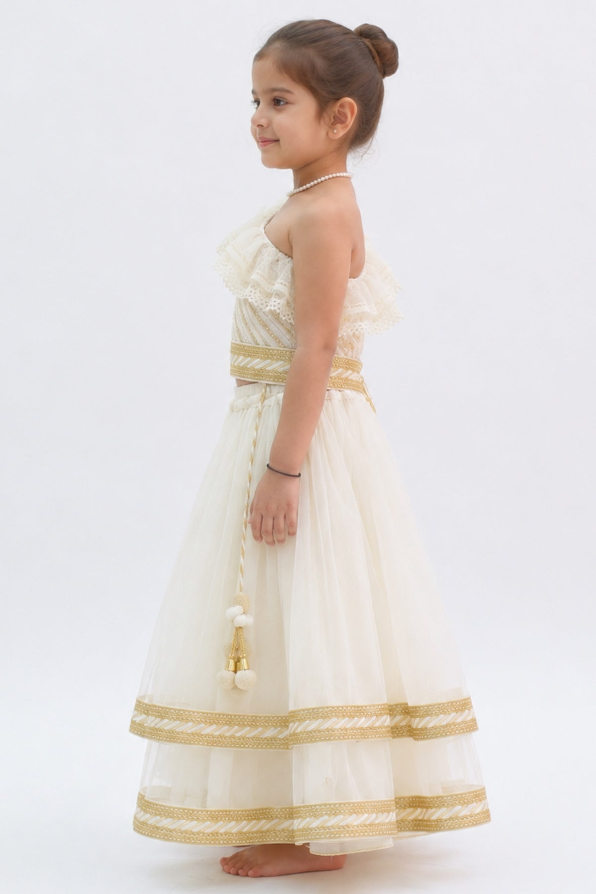 White Off Shoulder Lehenga Set