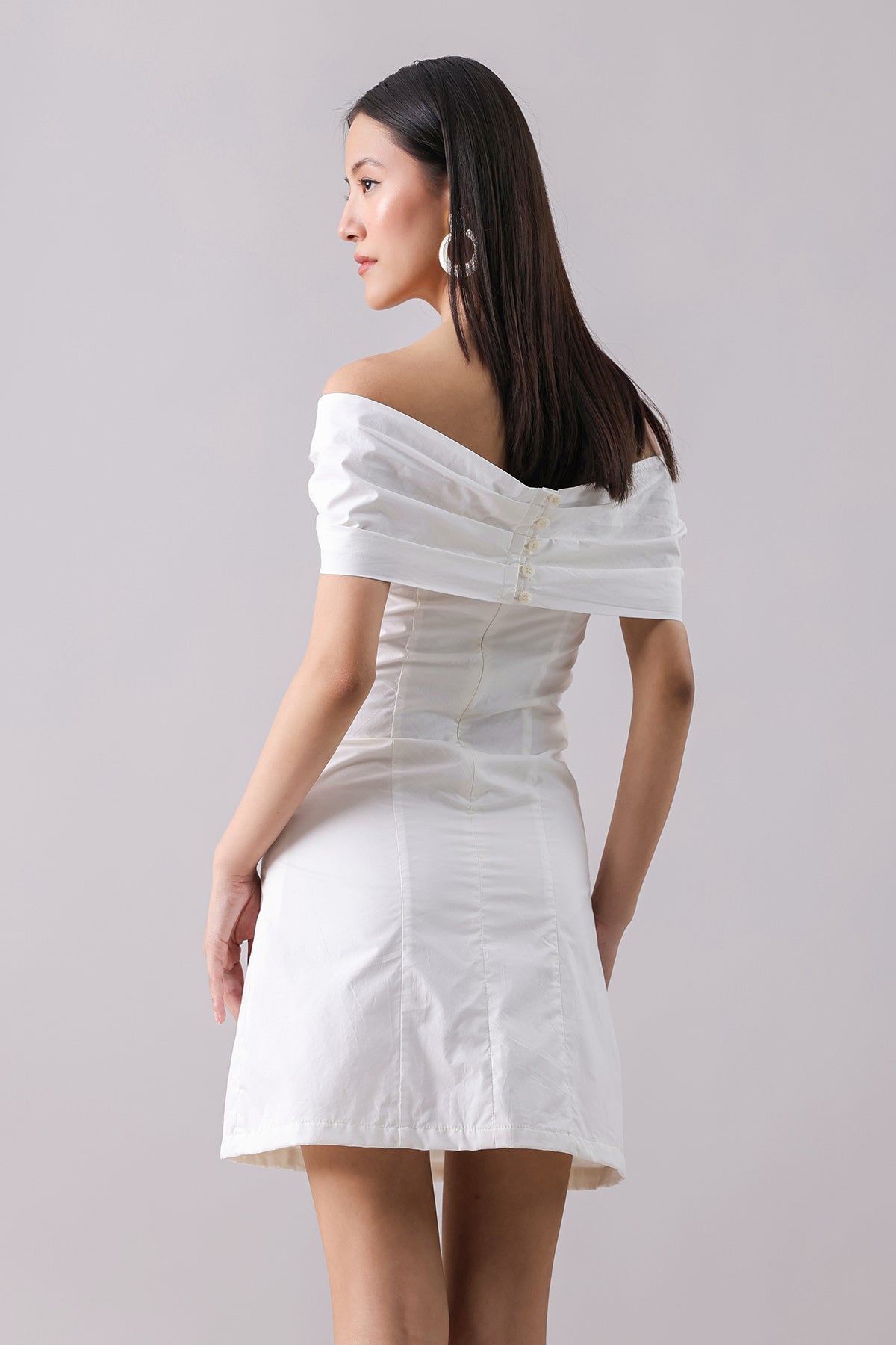 White Off Shoulder Mini Dress