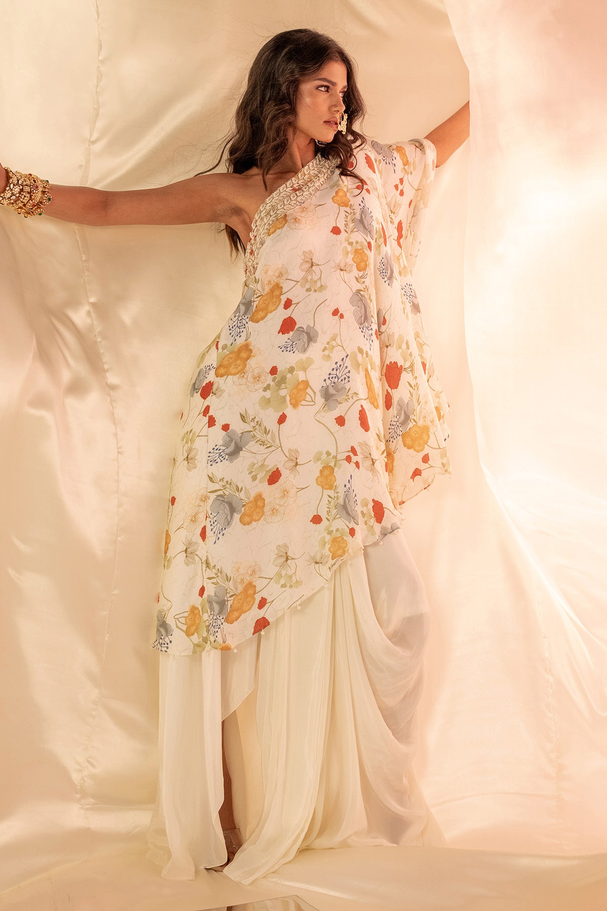 White One-Shoulder Top & Skirt