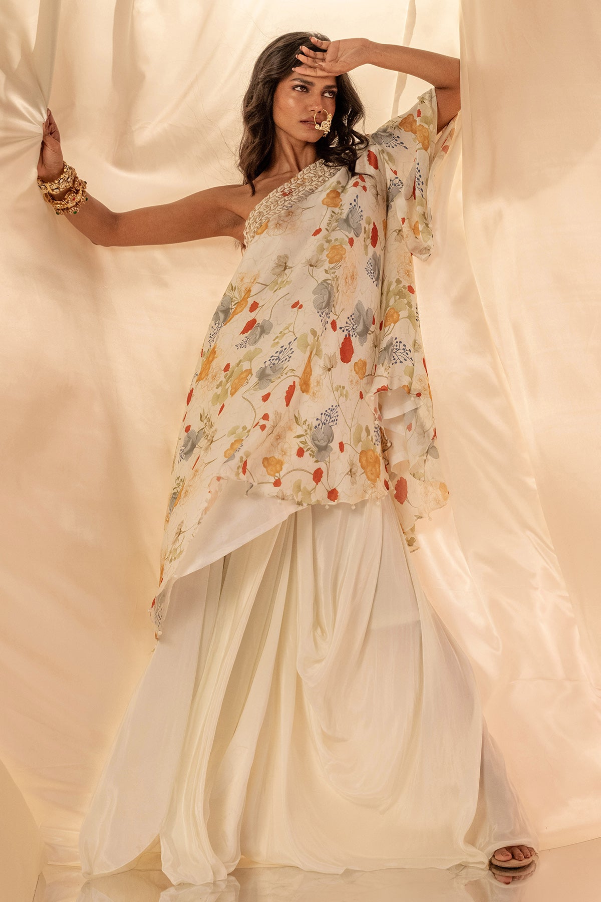 White One-Shoulder Top & Skirt