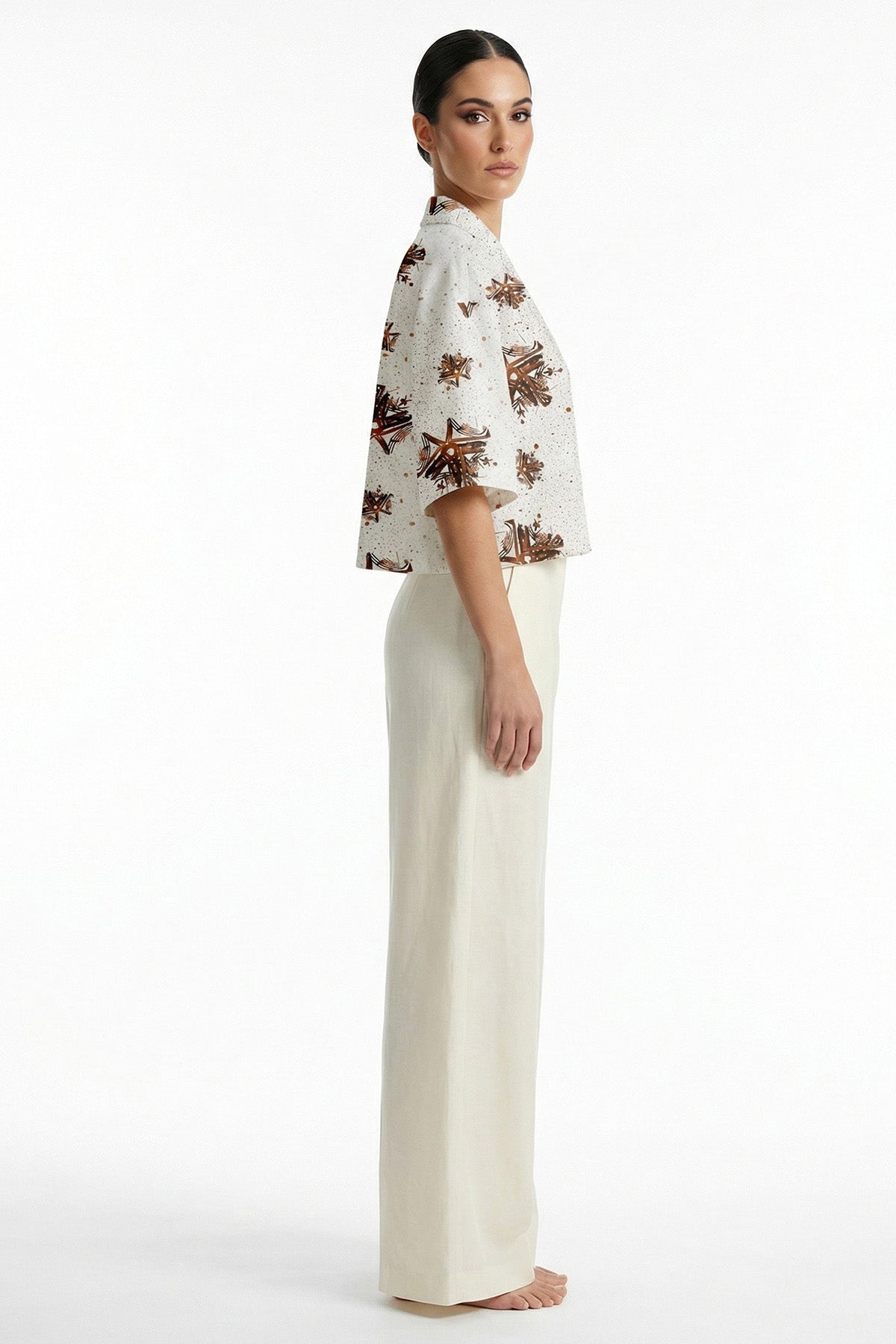 White Open Cuban Collar Shirt