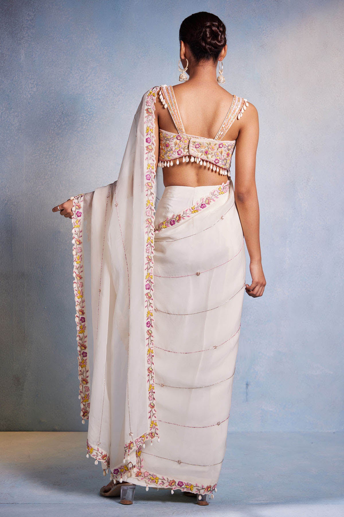 White Organza Pre-Drape Saree