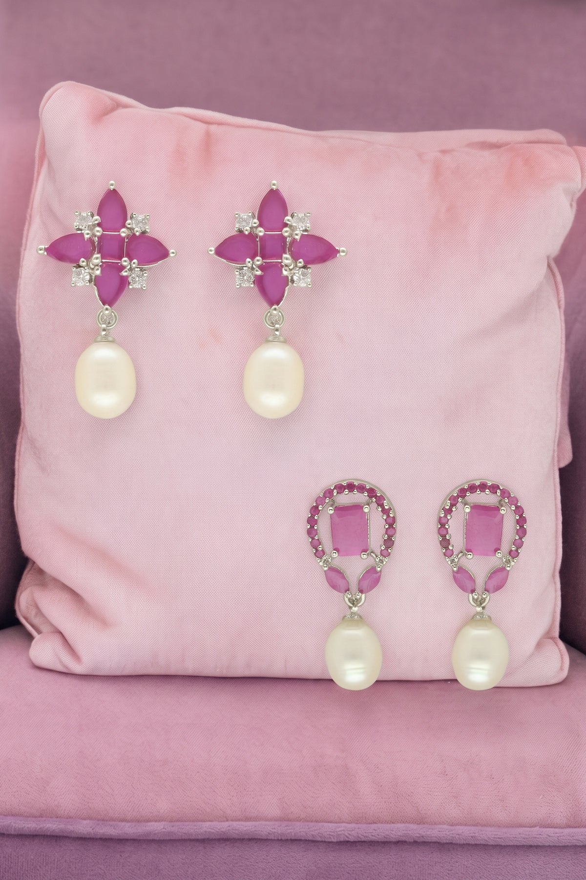 Buy White Oval Color Stone Earring for women by J Pearls online available at scrollnshops