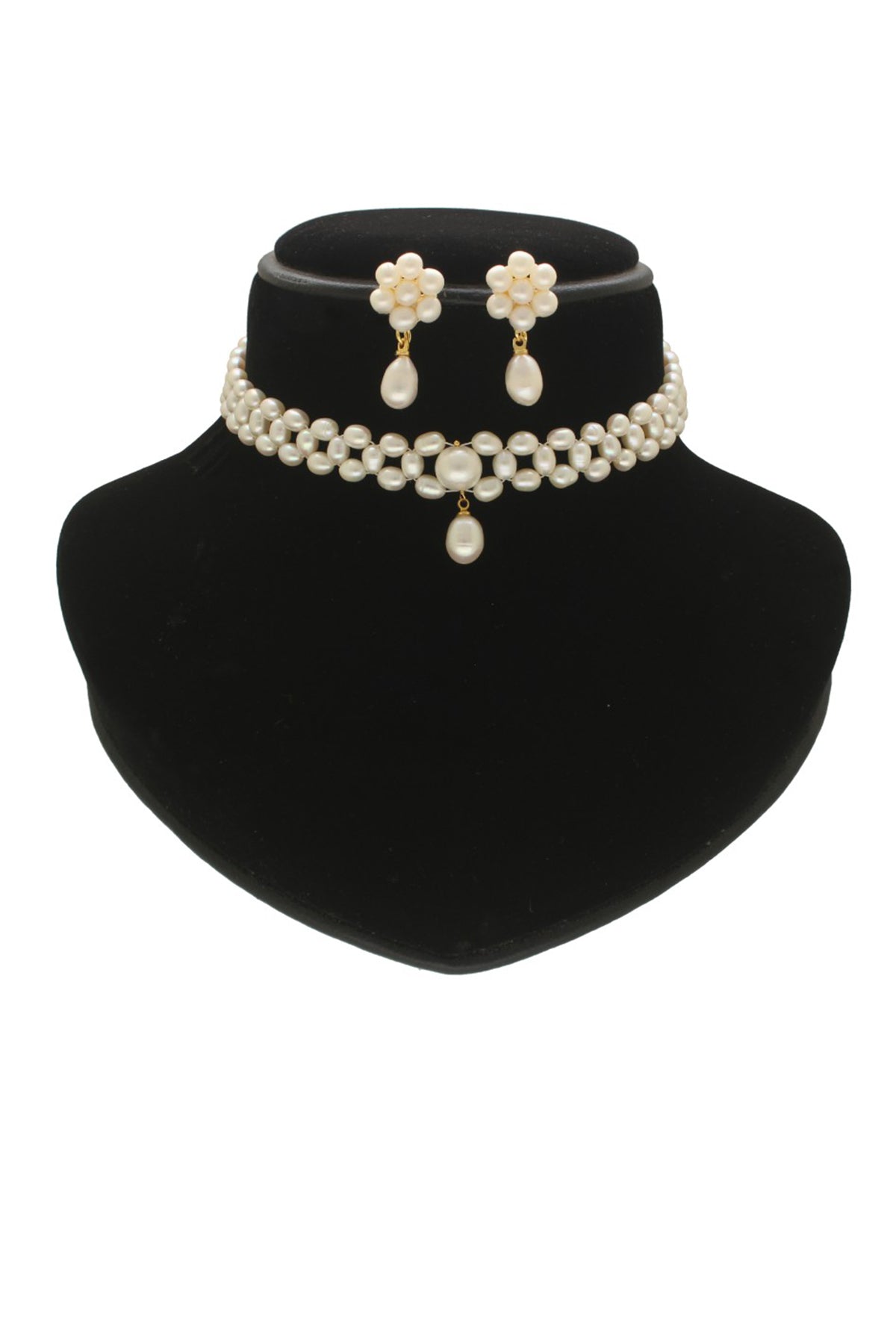 White Oval Shaped Choker Set
