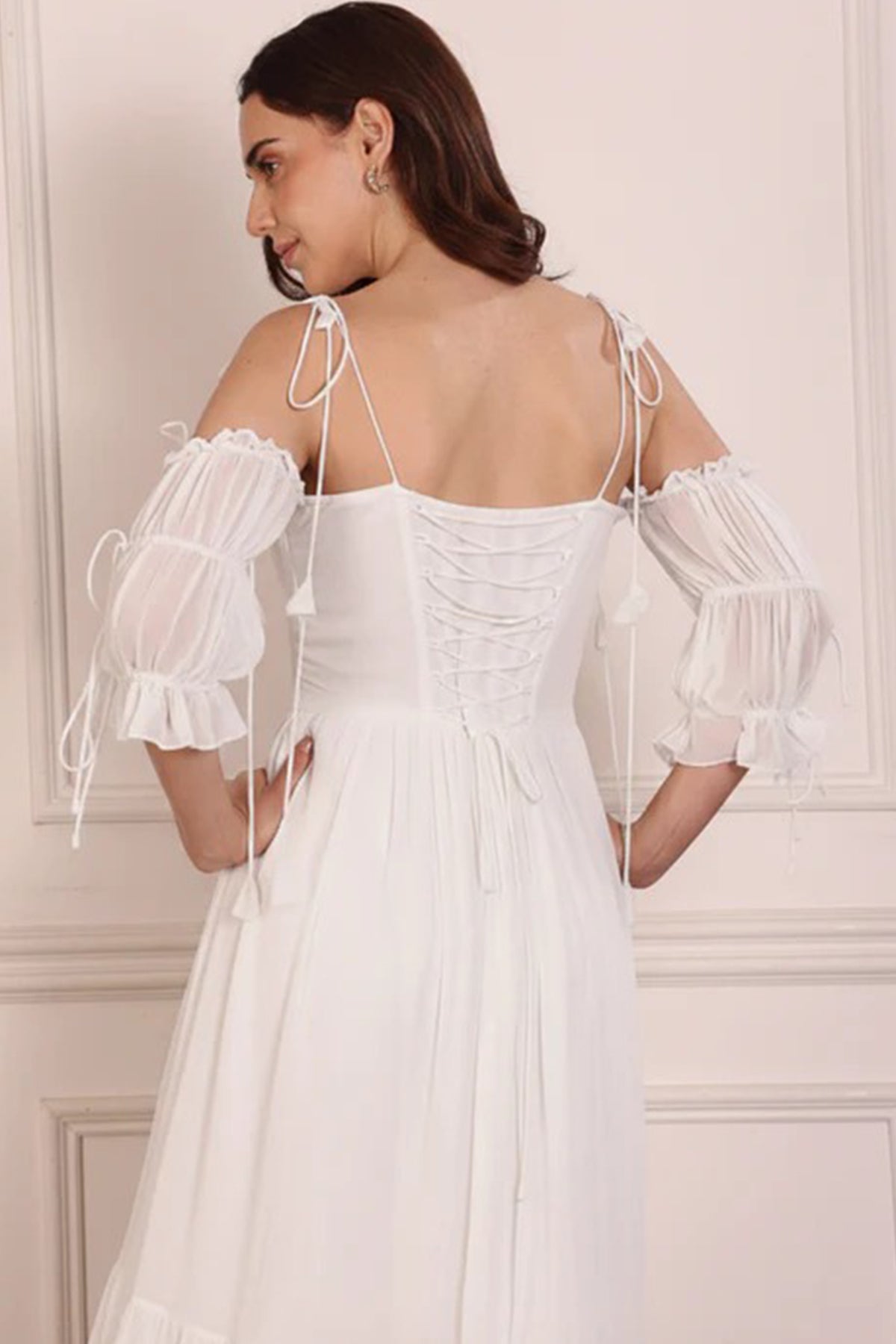 White Padded Bustier Midi Dress