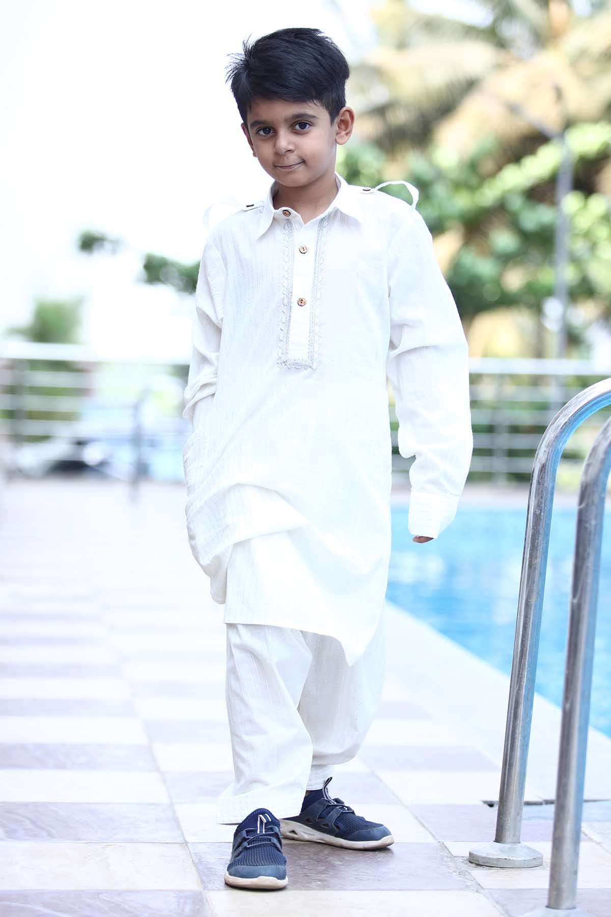 Mamma's Bear White Pathani Kurta & Salwar for kids online at ScrollnShops