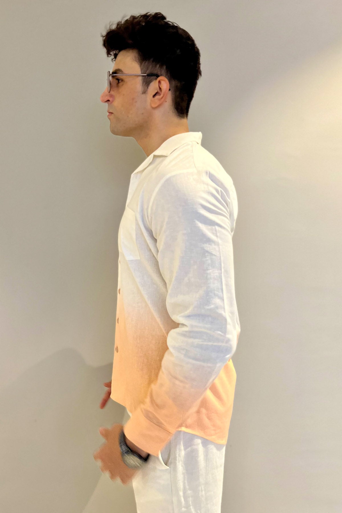 White & Peach Ombre Shirt