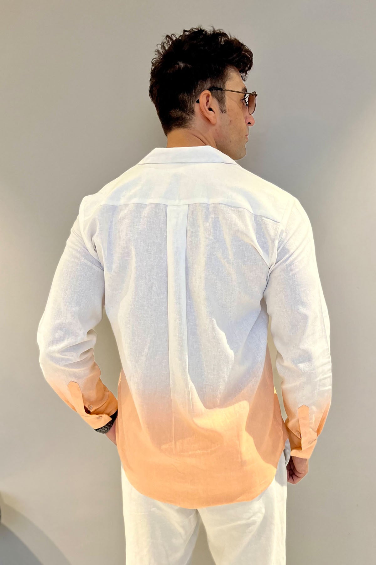 White & Peach Ombre Shirt