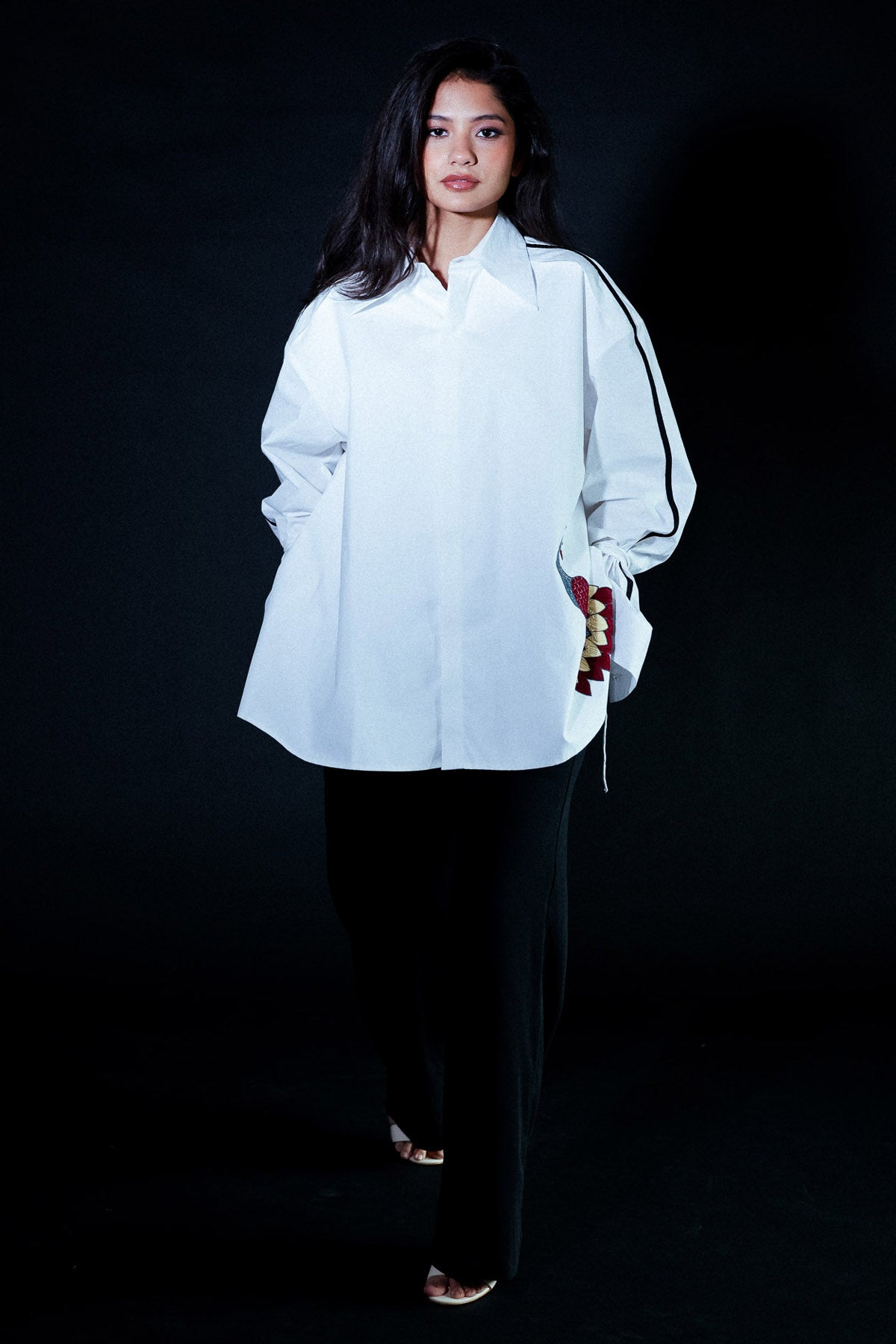 Buy Arya Giri White Peacock Embroidered Shirt