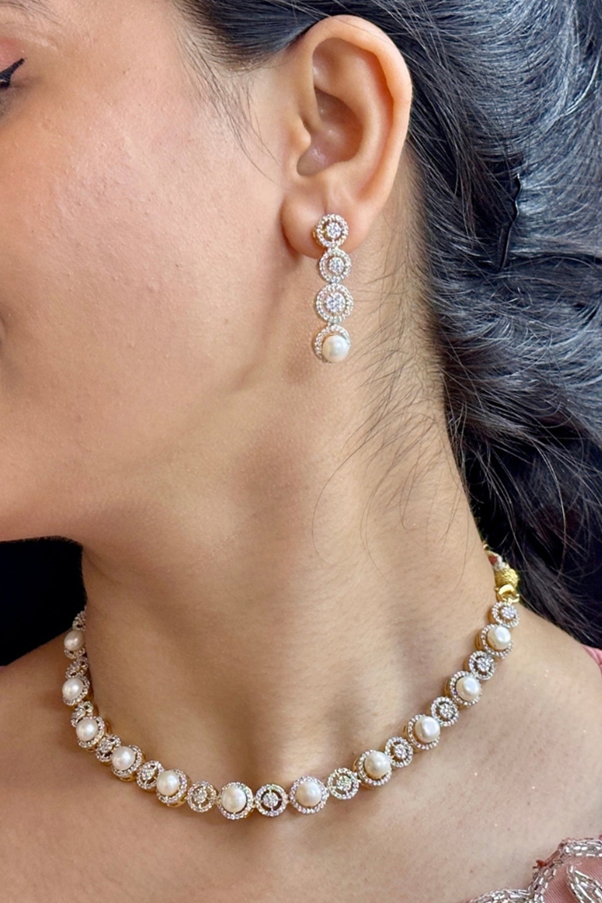 Buy White Pearl Button Jewellery for women by J Pearls online available at scrollnshops