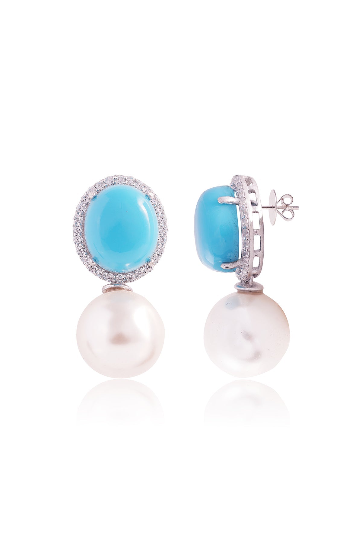 Buy White Pearl Embellished Danglers by Prata for women online at ScrollnShops