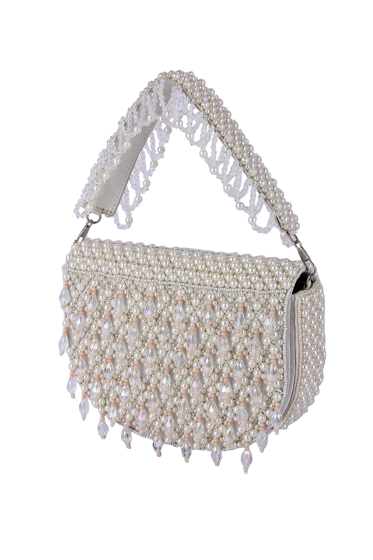White Pearl Embroidered Clutch