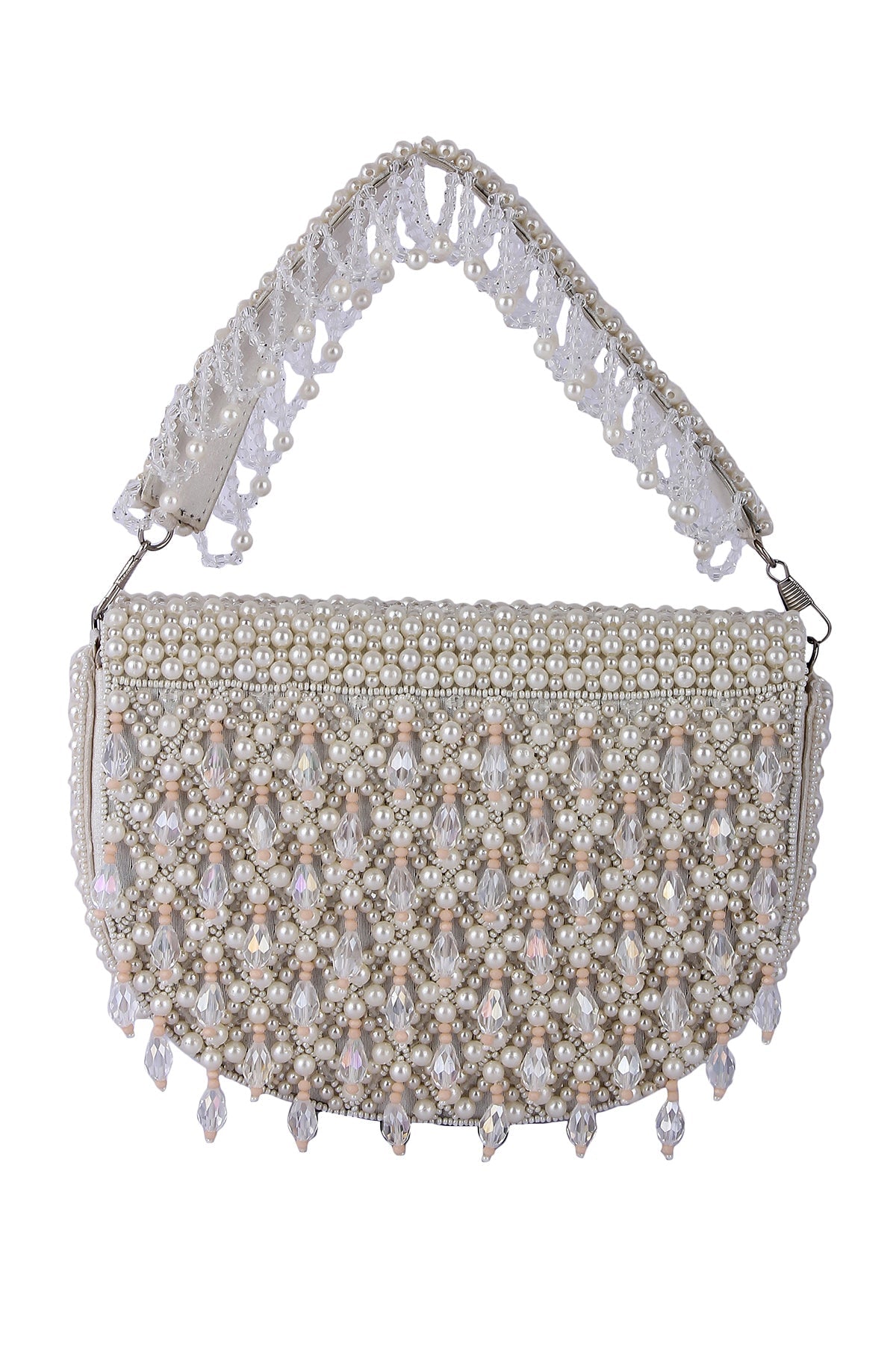 Buy White Pearl Embroidered Clutch for women by the Purple sack online available at scrollnshops