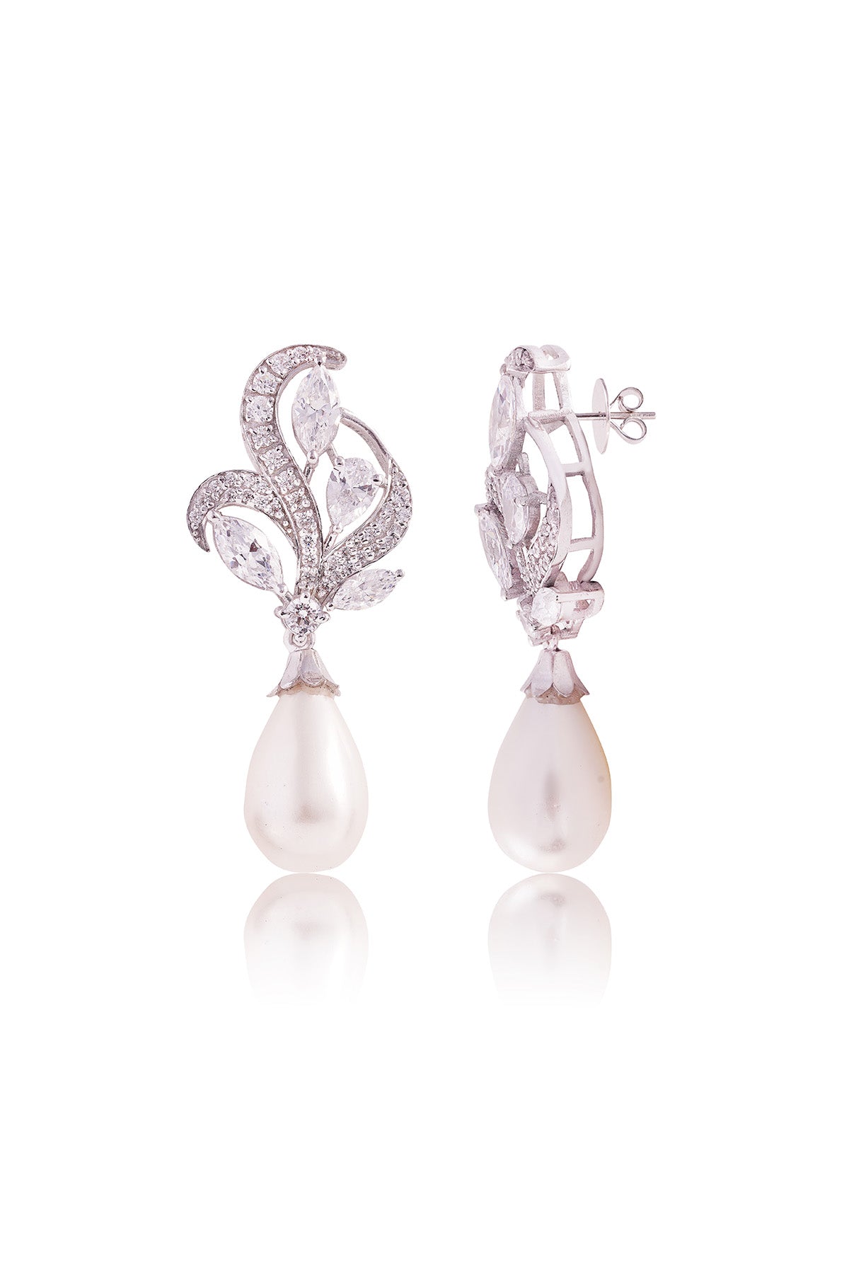 White Pearl Folie Drop Danglers
