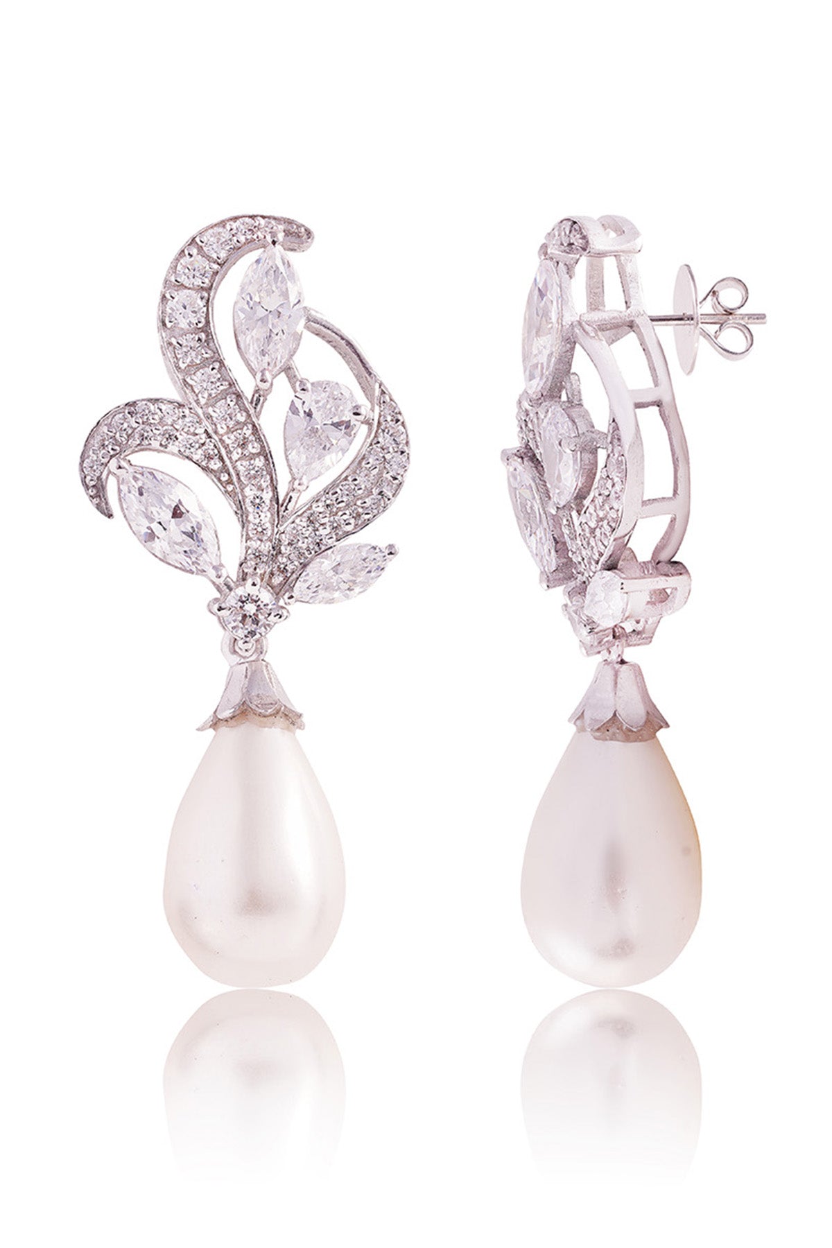 Buy White Pearl Folie Drop Danglers by Prata for women online at ScrollnShops