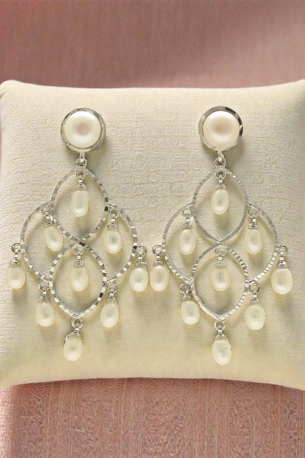 Buy White Pearl Oval Shaped Earring for women by J Pearls online available at scrollnshops
