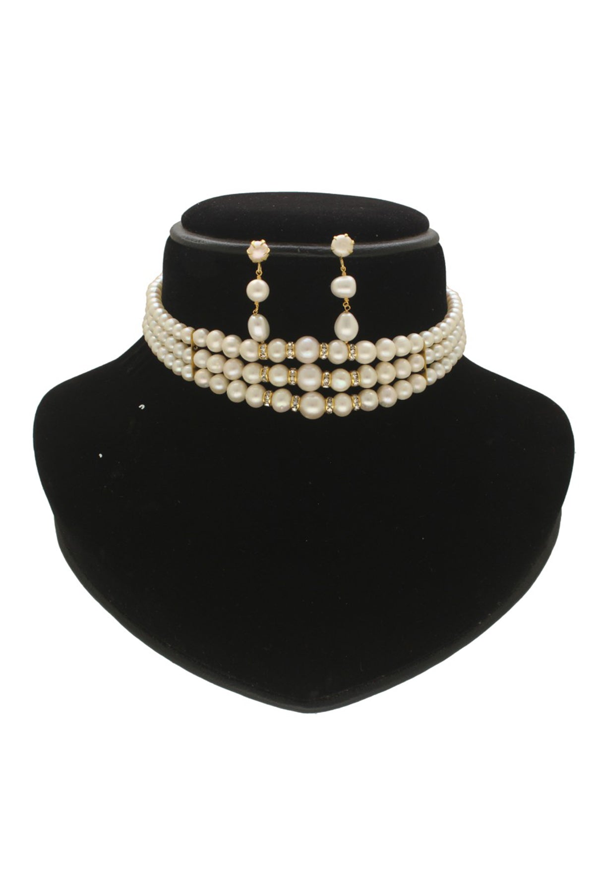 White Pearls Cubic Choker Set