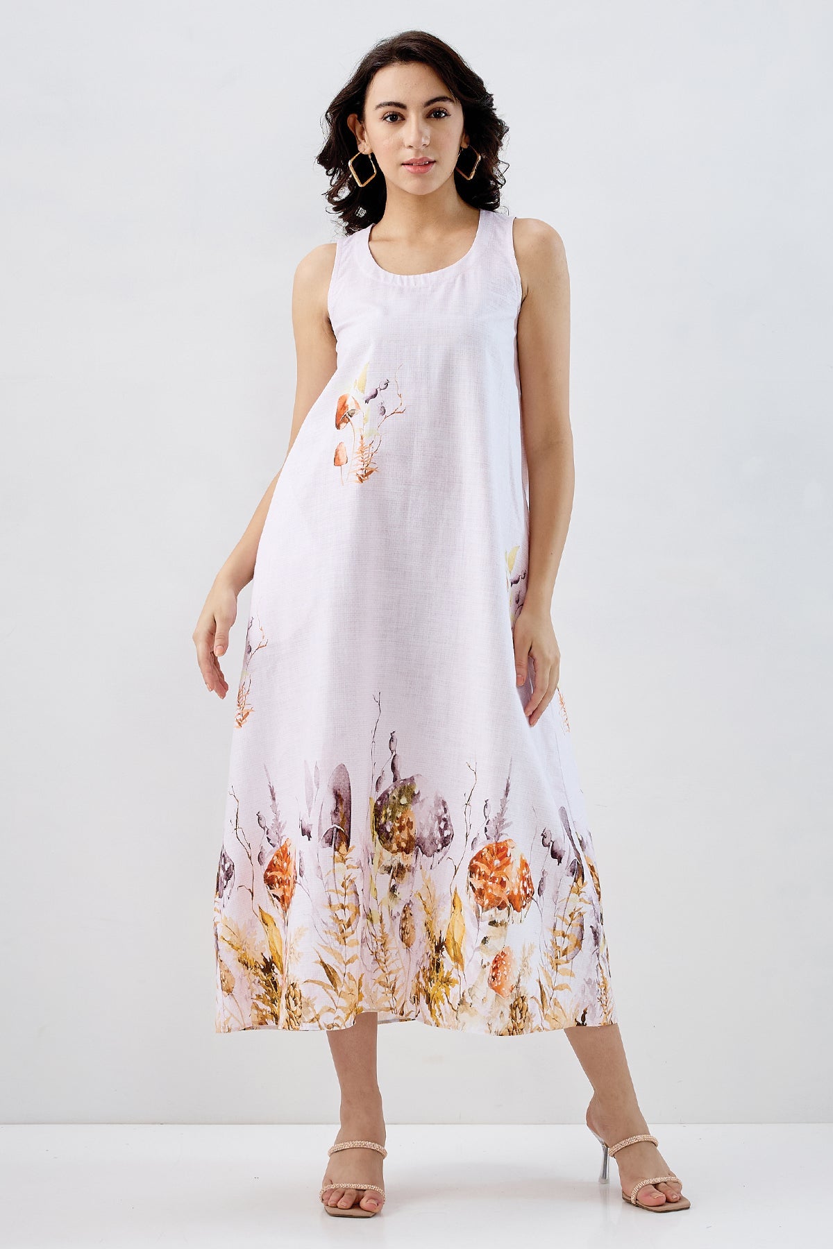Buy White Pink Mushroom Print Dress for Women by SNEHA B Designer online available at scrollnshops