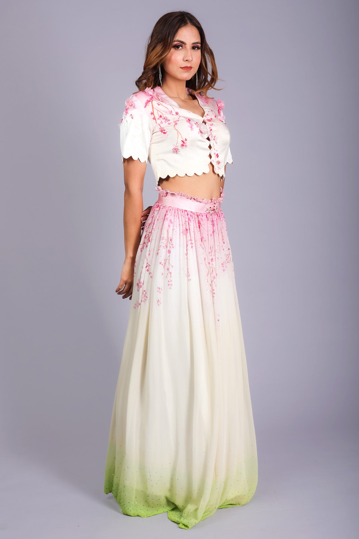 Etti Kapoor White Print Embellished Top Online