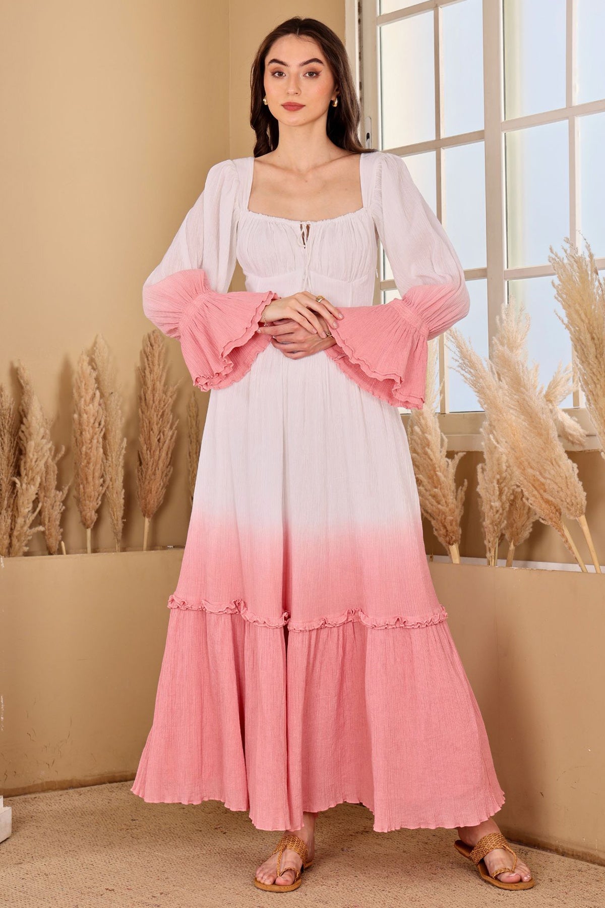 Buy White & Pink Tie Detailed Dress for women by seoraa online available at scrollnshops