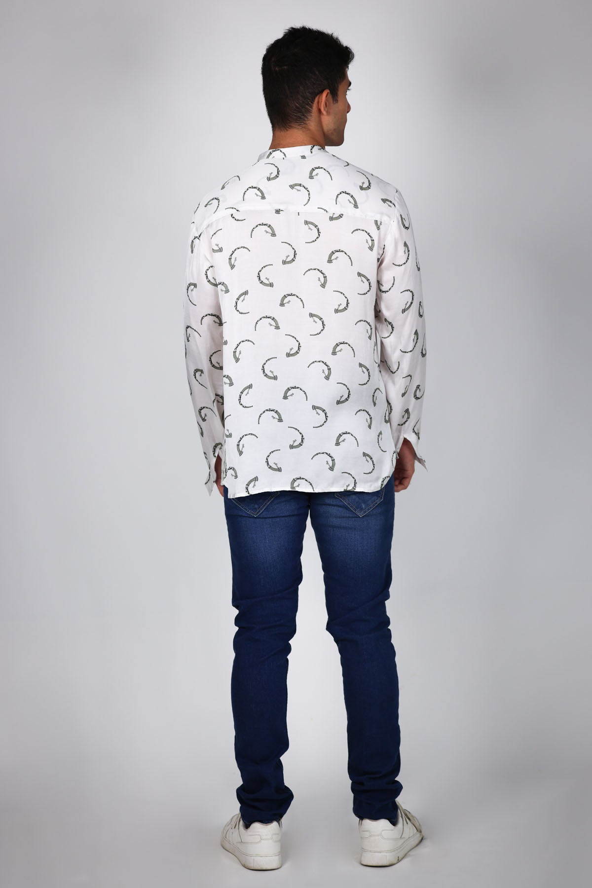 White Pintuck Printed Shirt
