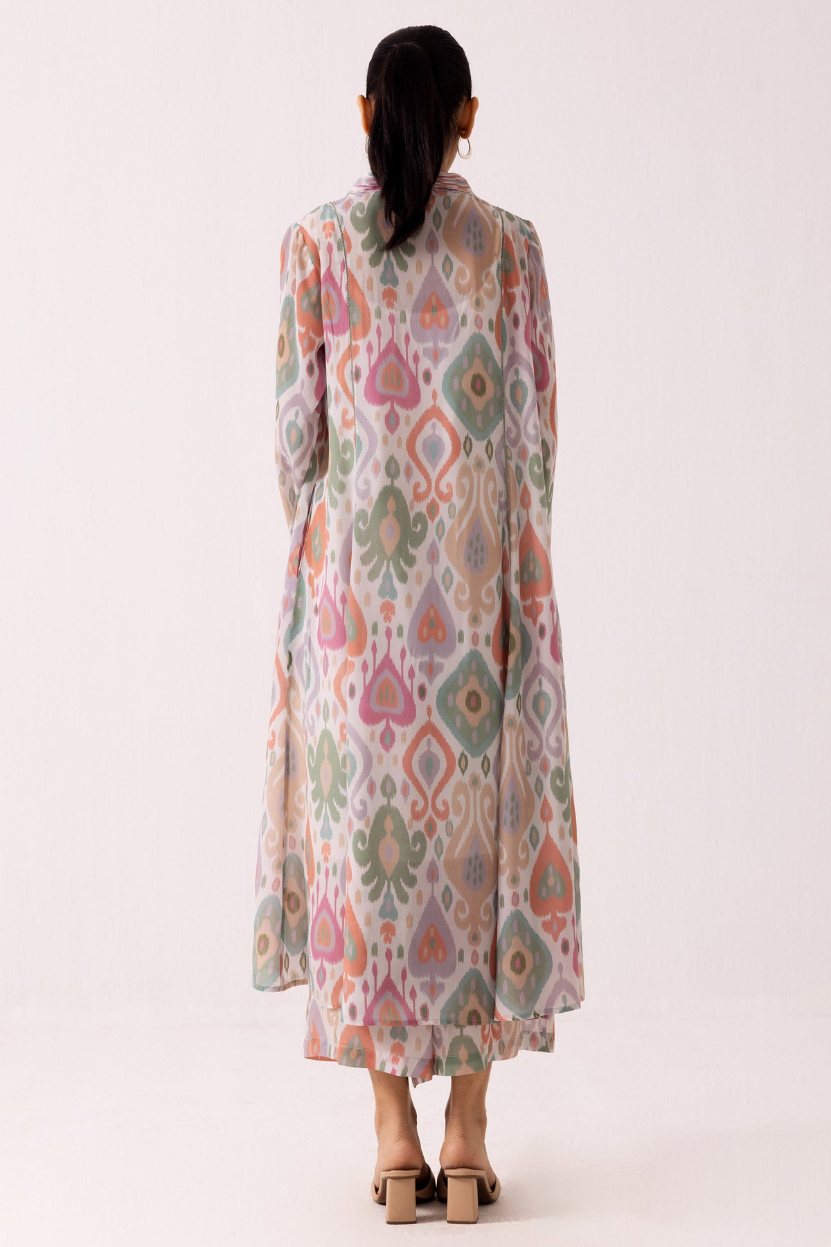 White Pintuck V-neck Kurta Set