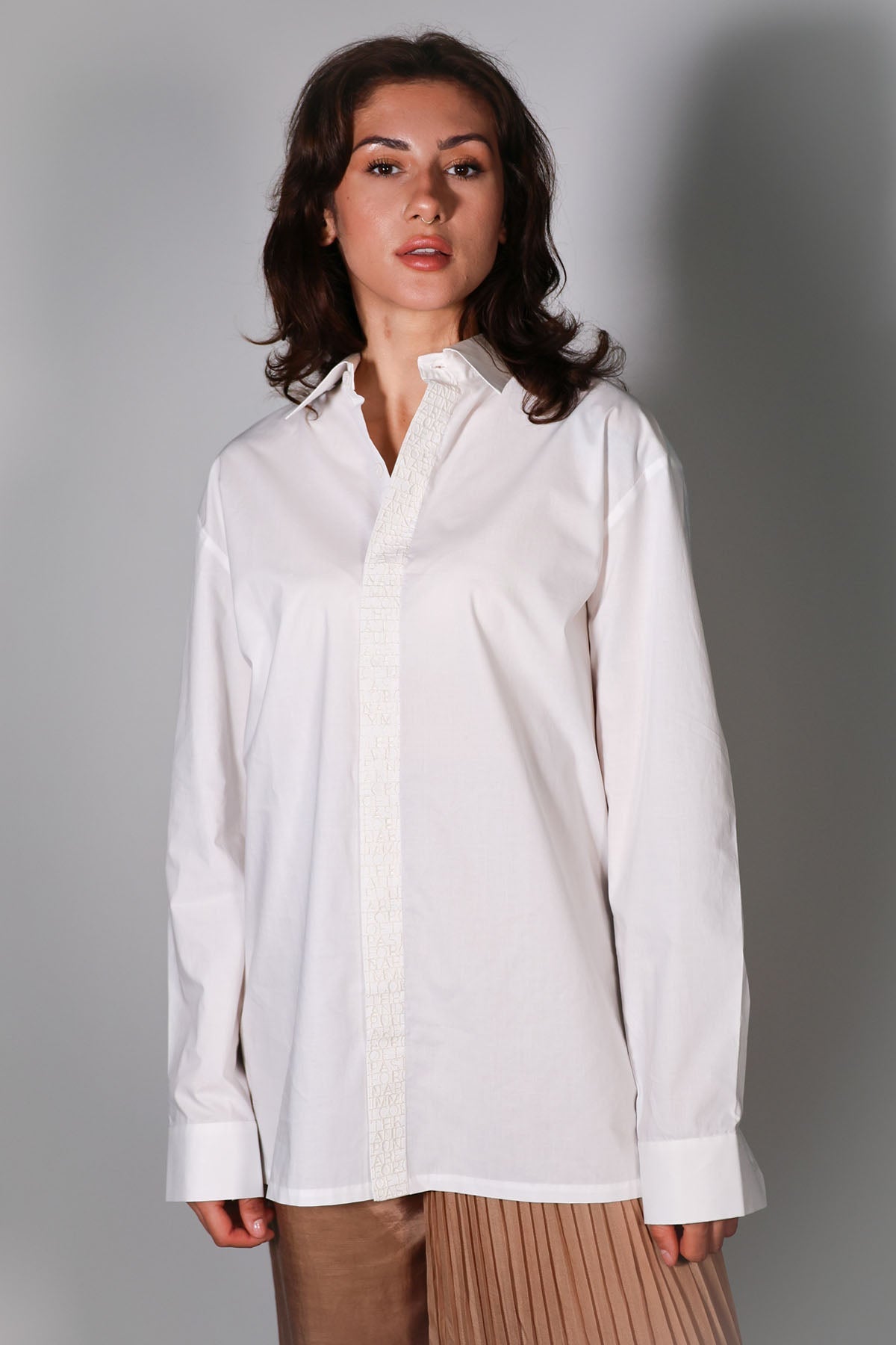 Arya Giri White Placket Embroidered Shirt for women online at ScrollnShops
