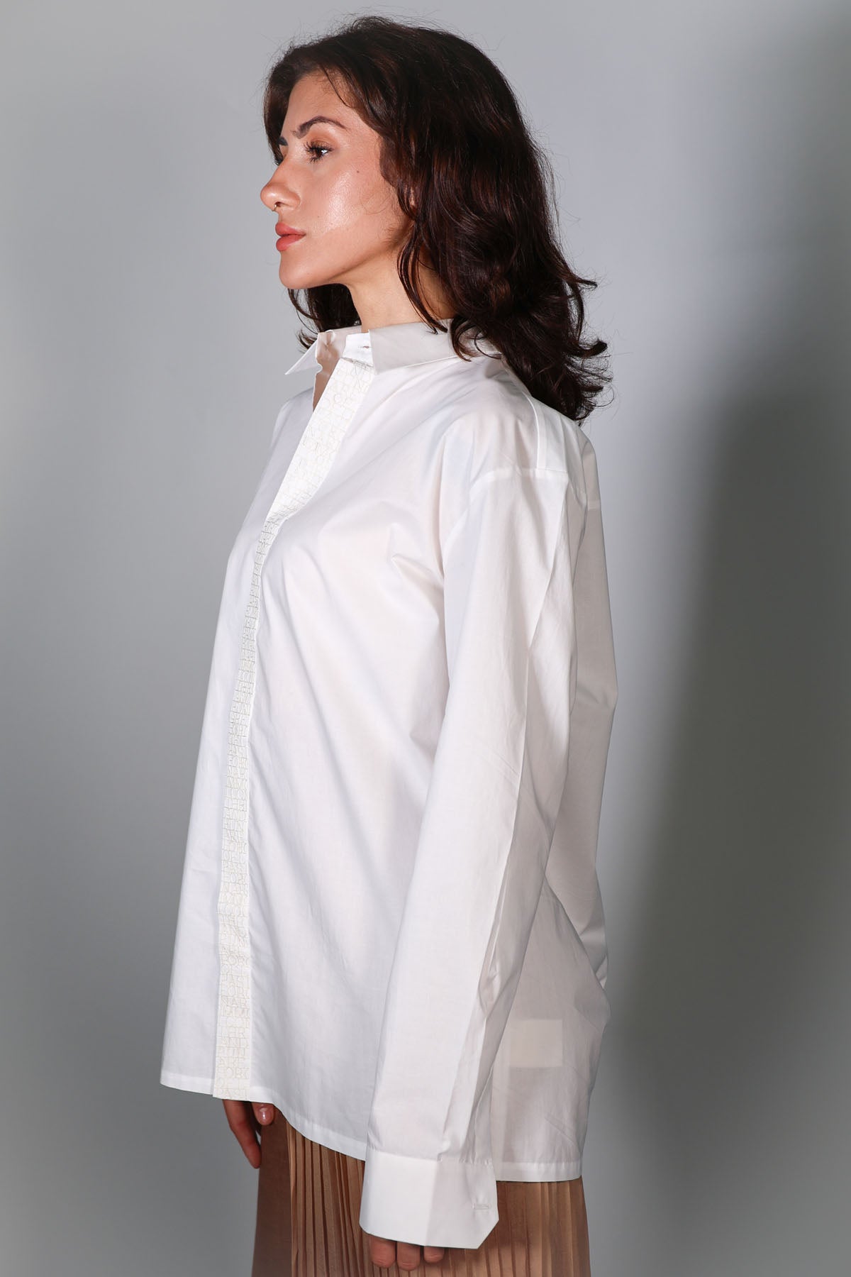 White Placket Embroidered Shirt