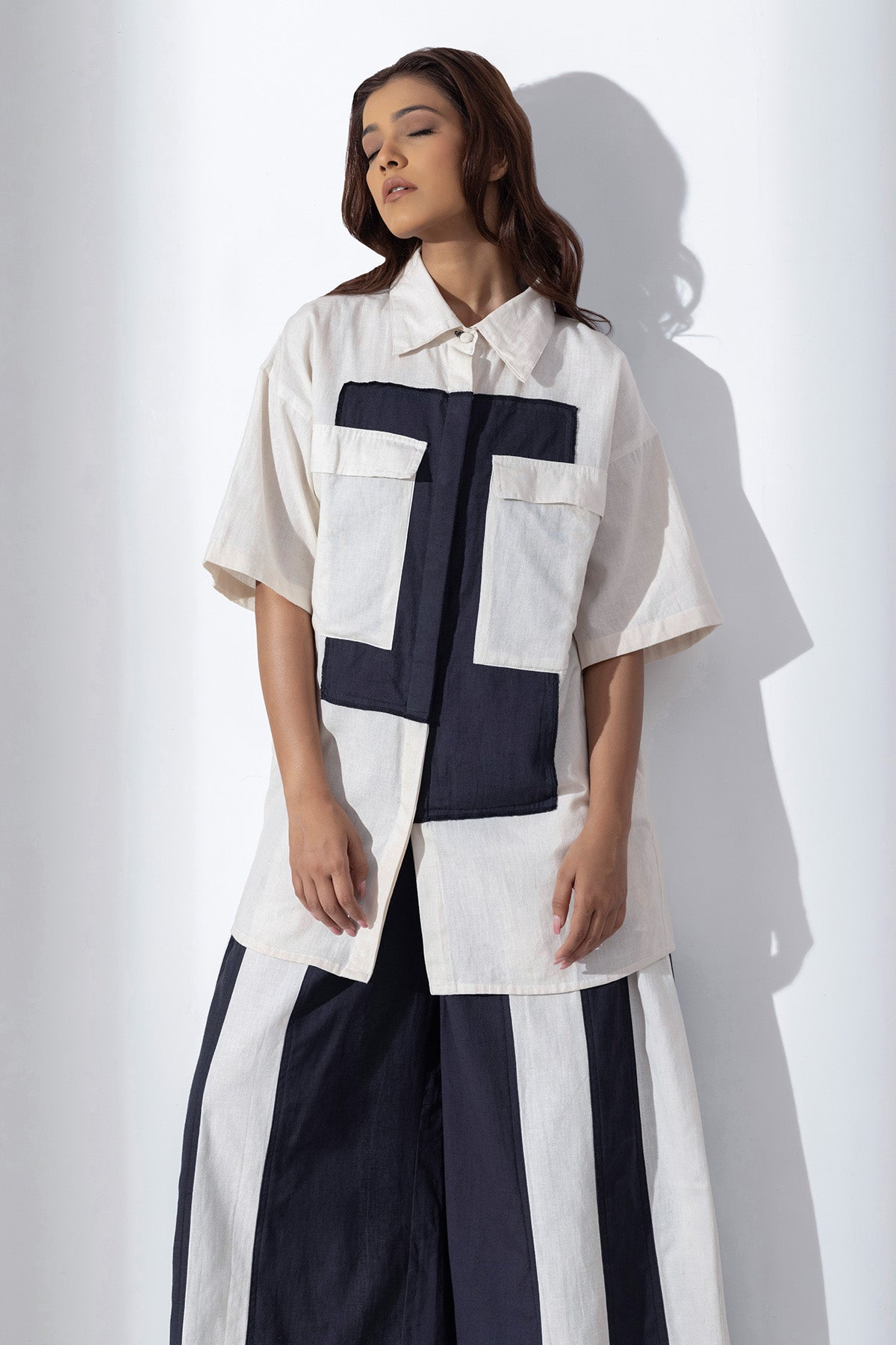 Buy White Pockets Oversized Shirt by Markkah Studio for Women online at ScrollnShops