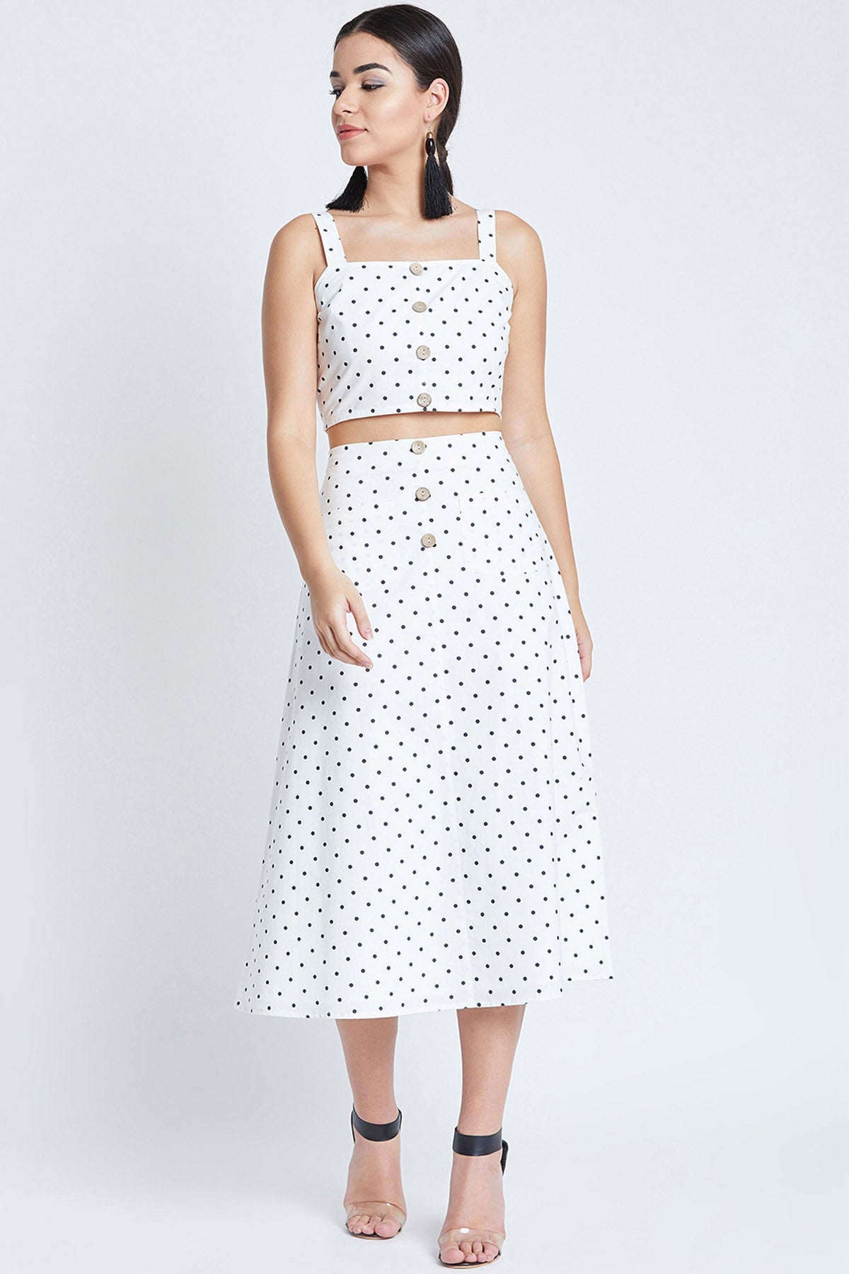 Buy White Polka Dot Co-ord Set Online