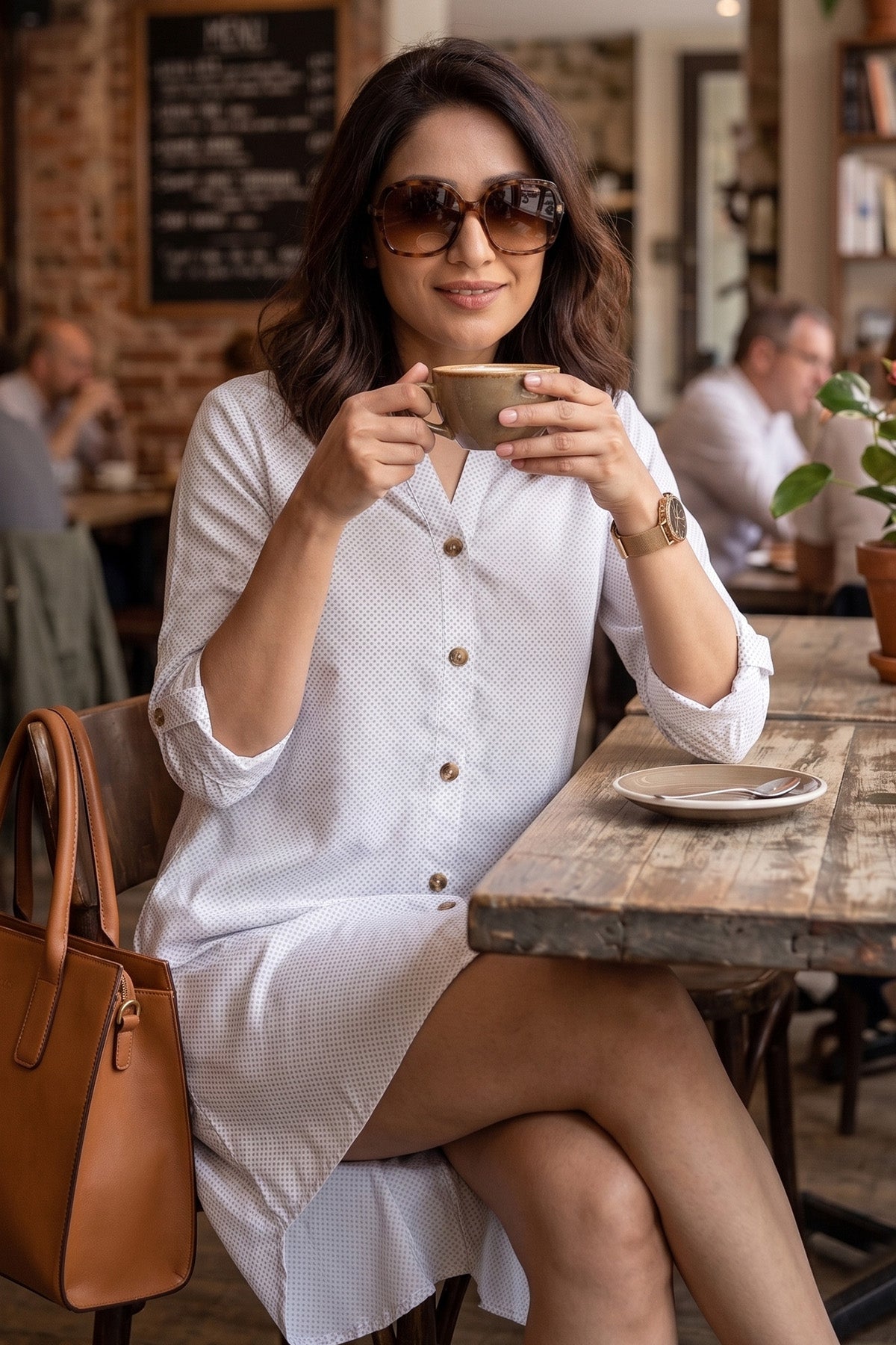 White Polka Dot Oversize Dress