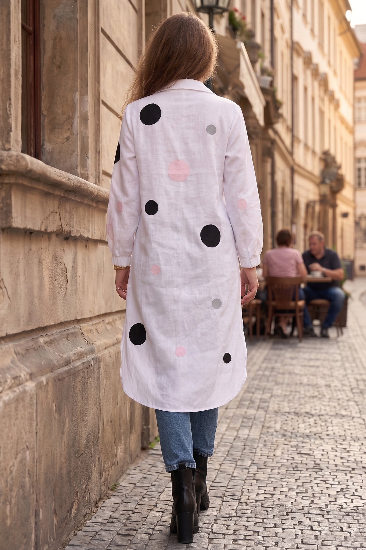 White Polka Dot Patchwork Shirt