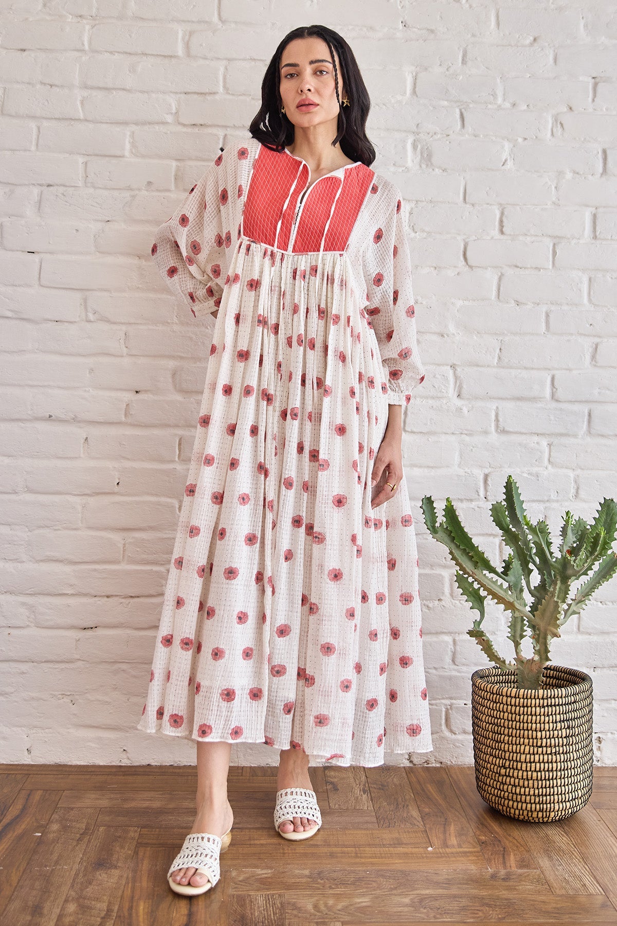 Buy White Polka Dot Printed Dress by Taro India for women online at ScrollnShops