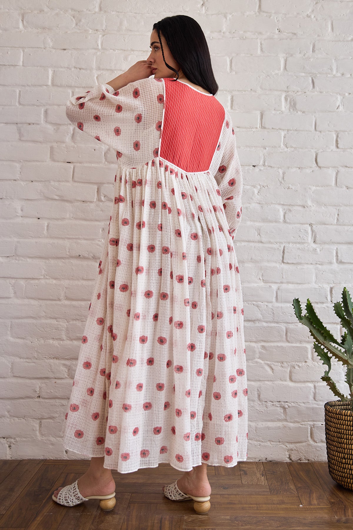 White Polka Dot Printed Dress