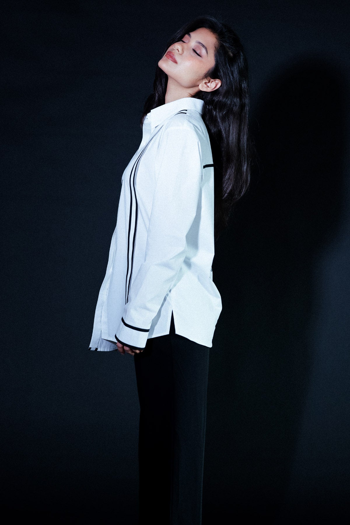 White Poplin Asymmetric Shirt