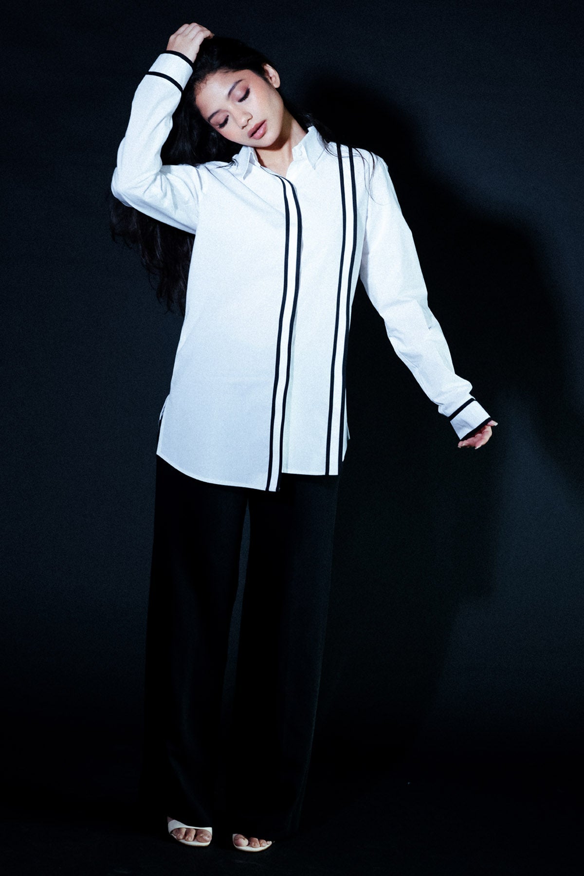 Buy Arya Giri White Poplin Asymmetric Shirt