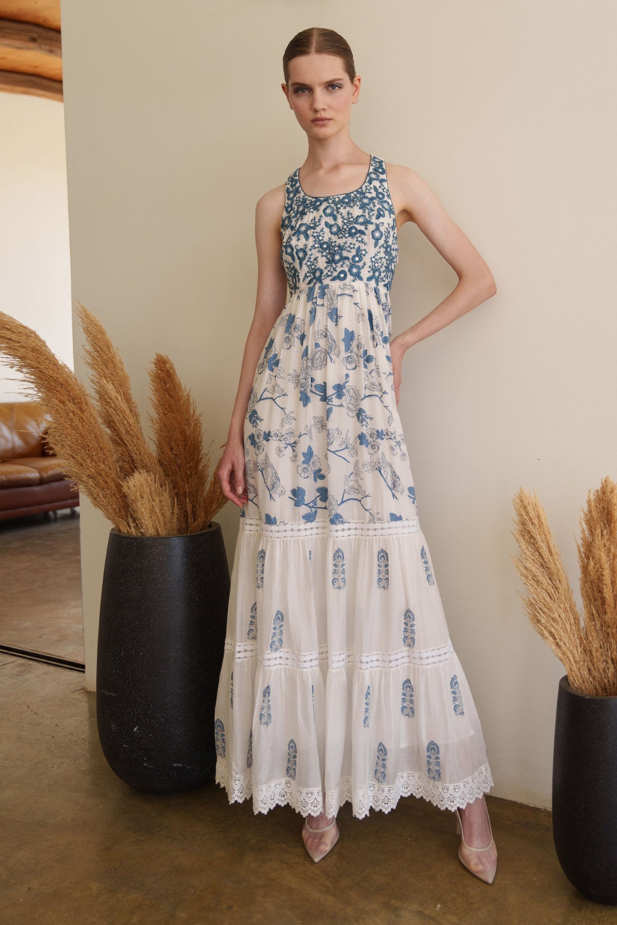 Buy White Print Embroidered Dress by Shruti Sancheti for women online at ScrollnShops