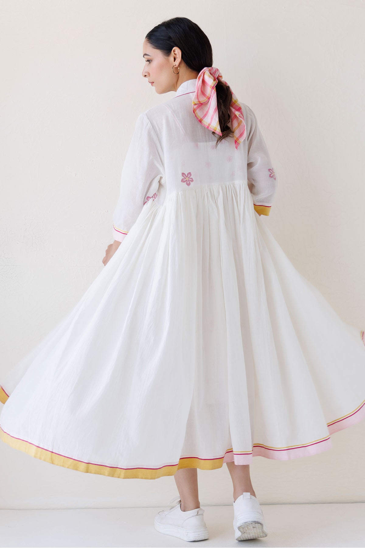 White Printed Midi Jacket Dress