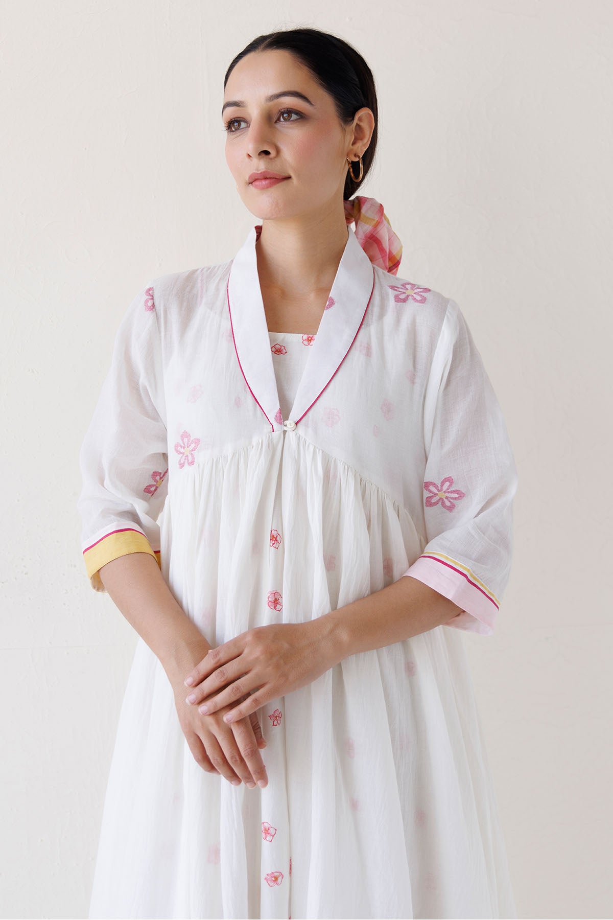 White Printed Midi Jacket Dress