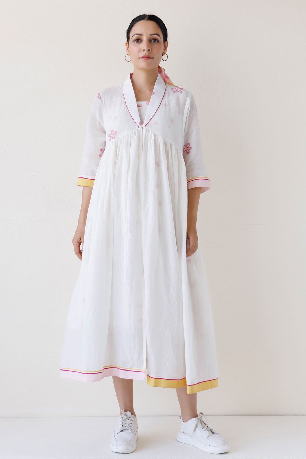 Buy White Printed Midi Jacket Dress by Label Surabhi Raj for women online at ScrollnShops