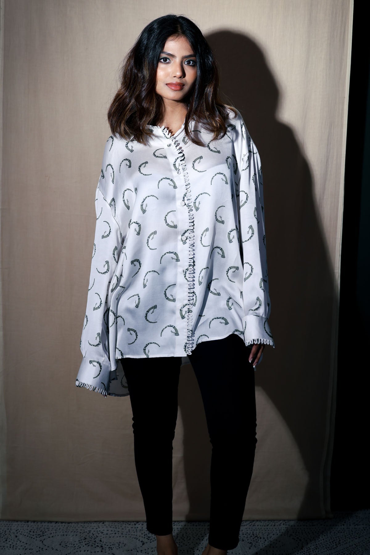 Buy Arya Giri White Printed Oversized Shirt
