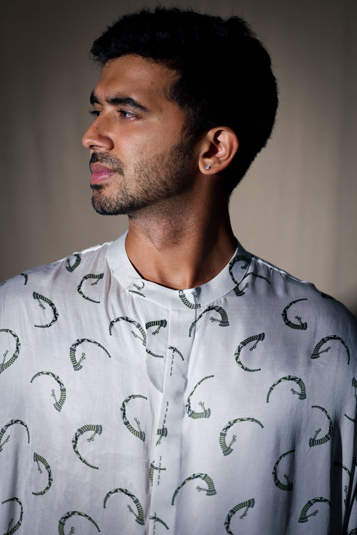 White Printed Placket Shirt