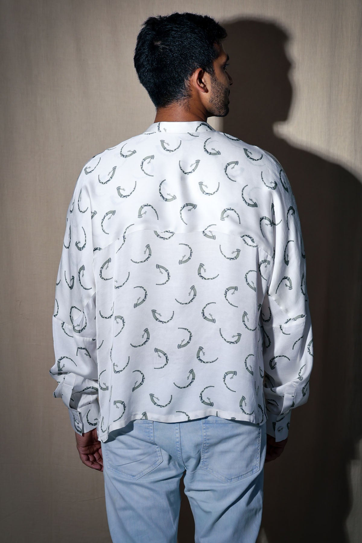 White Printed Placket Shirt